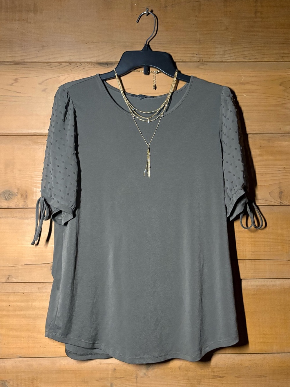 Adrianna Papell Grey Blouse- Size Medium- Business Casual Dressy Top